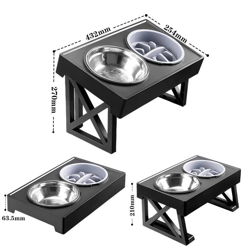 Raised Feeding Bowls with Adjustable Height Stand