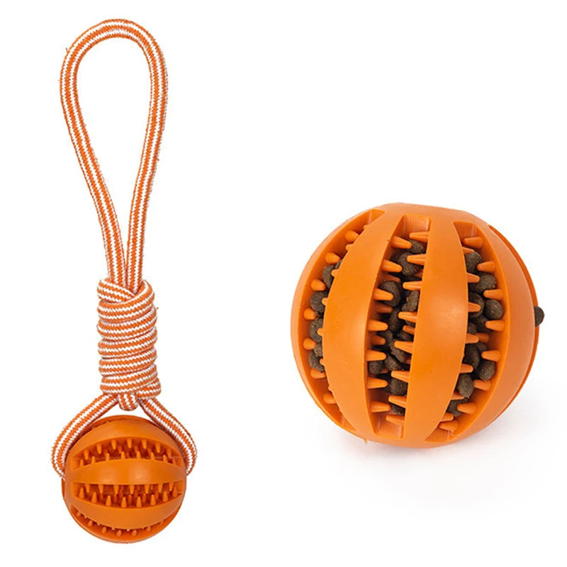 Dog Treat Puzzle Ball with Rope