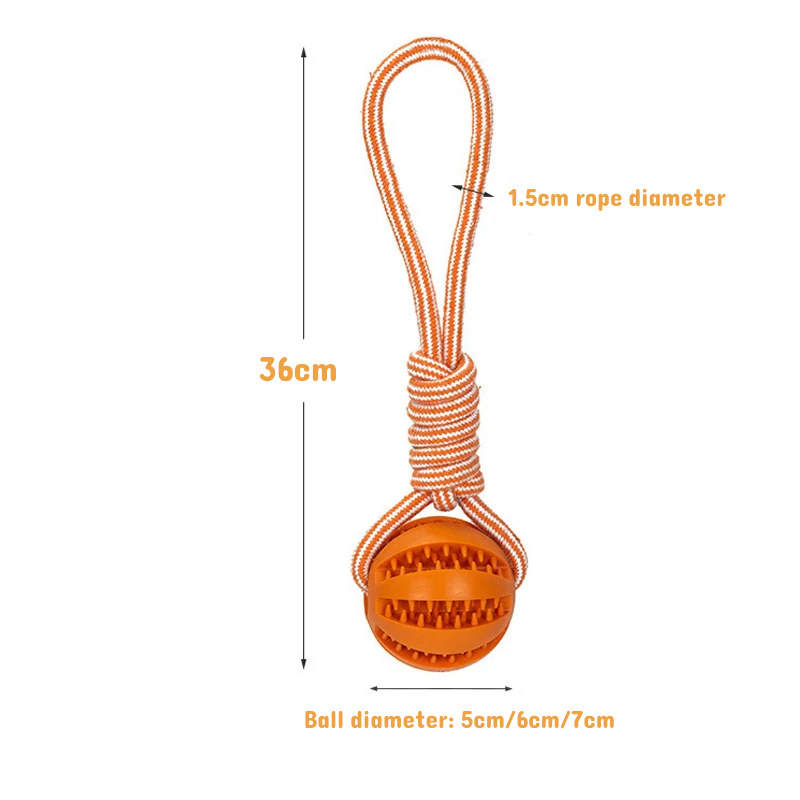 Dog Treat Puzzle Ball with Rope