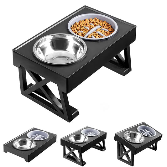 Raised Feeding Bowls with Adjustable Height Stand