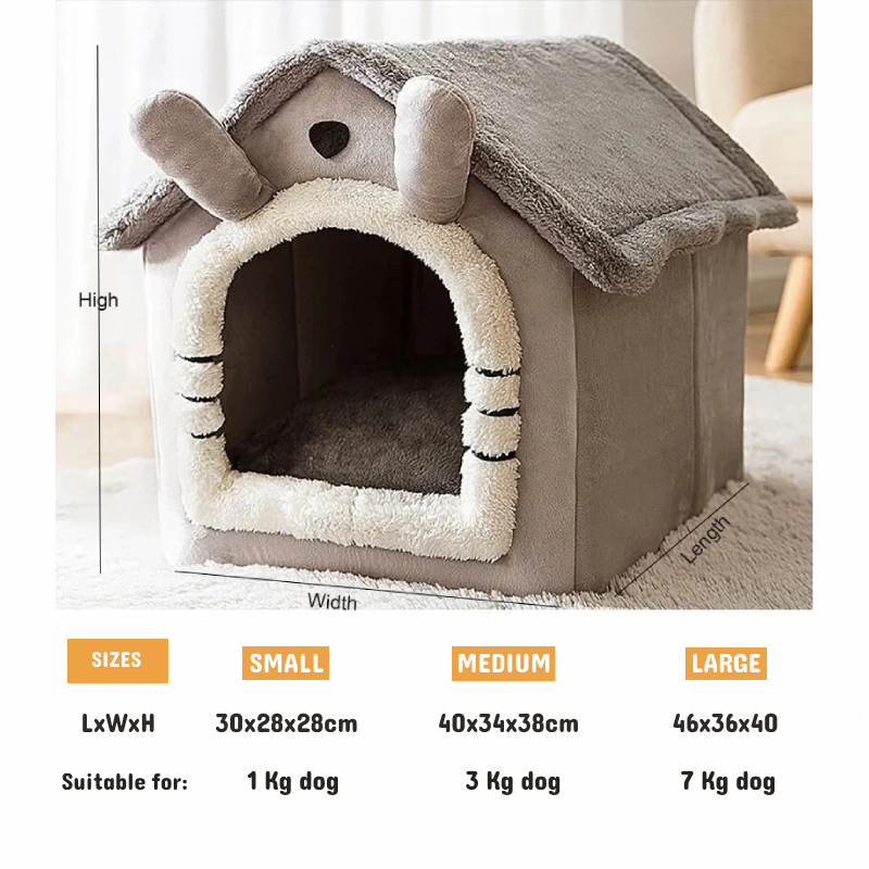 Cozy Soft Plush Dog House - For Small Breeds