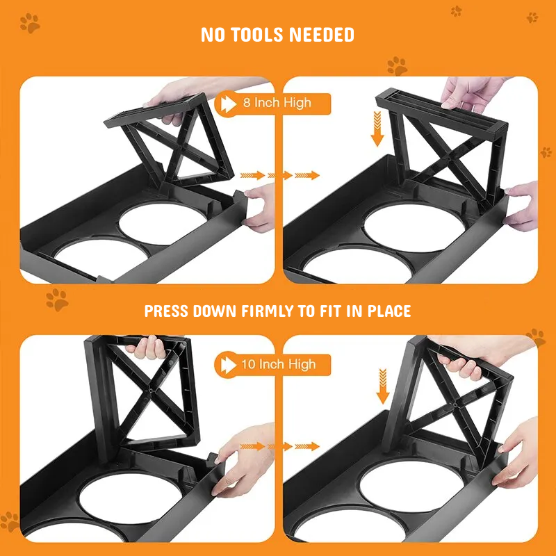 Raised Feeding Bowls with Adjustable Height Stand